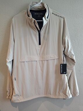 Municipal Sport Utility Anorak Jacket Golf Men’s Sz M Stone Tan Hooded New